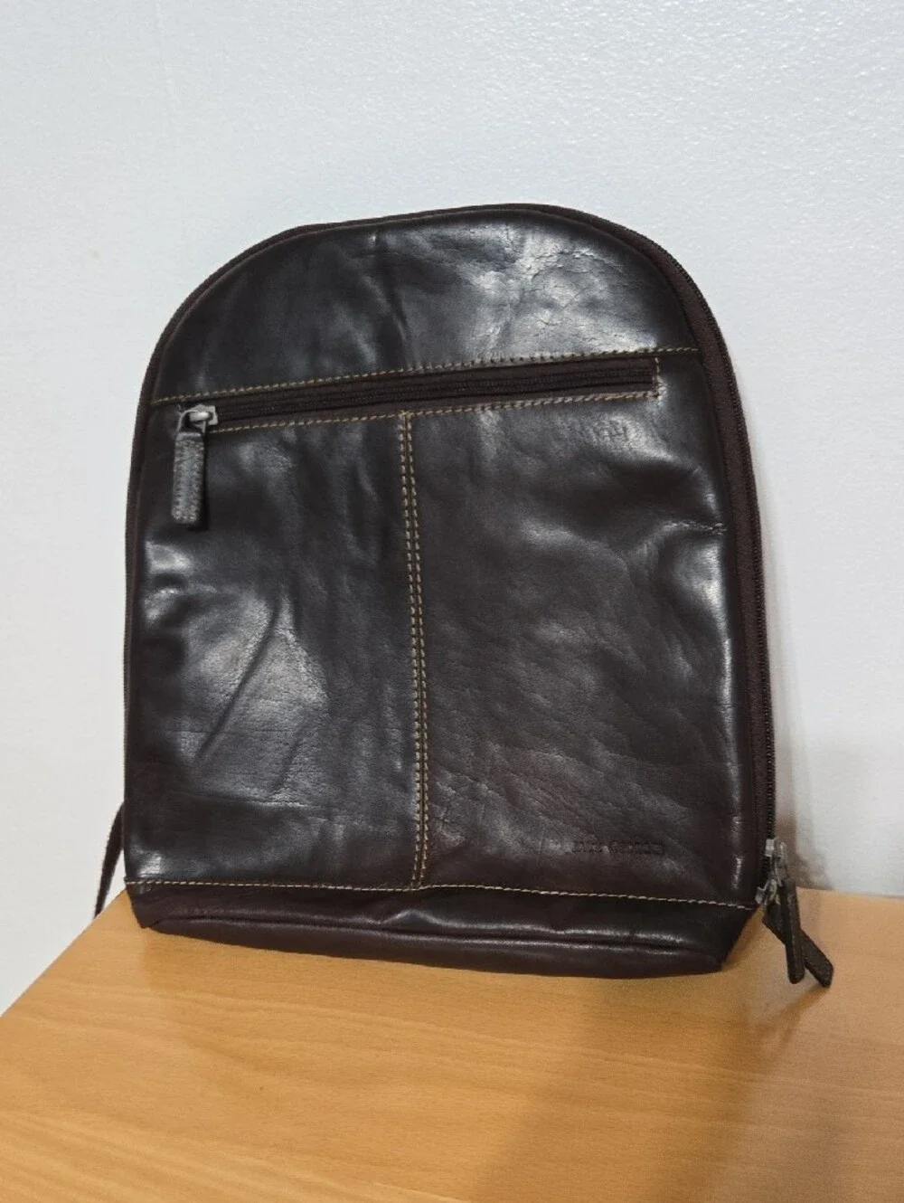 Jack Georges Sleek Dark Brown Leather Convertible Crossbody/Backpack  Bag